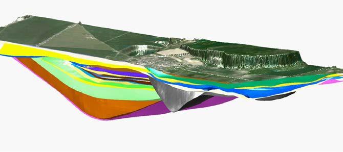 3D-Modell der geologischen Formationen in Nachterstedt, Deutschland, zur Analyse der geologischen Struktur.