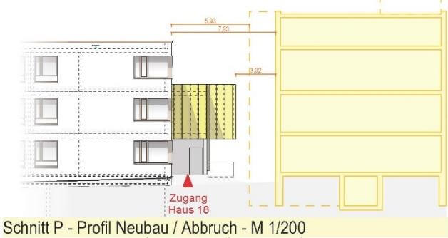 Rückbauarbeiten am Zentrum für Psychiatrie RV-Weissenau, Haus 19, Baustelle mit Abbruchmaterialien und Maschinen.