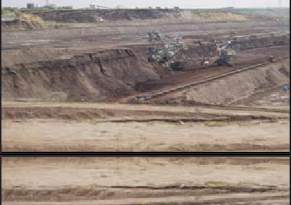 Grafische Darstellung der Hochwandstabilität im Baufeld Westen III der Amsdorf Open Mine, Deutschland.